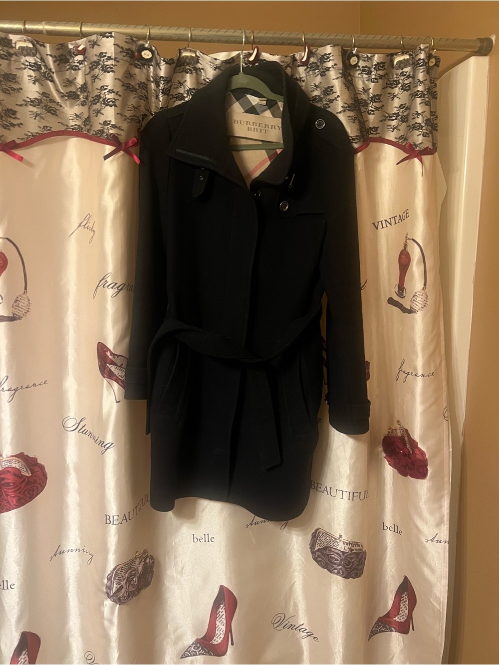 Burberry Black Women's Belted Trench Coat - Size 14 - Picture 2 of 5